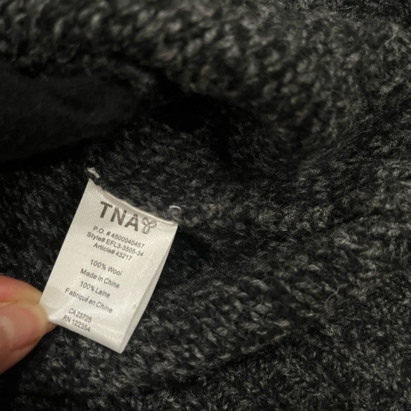 [L]TNA Aritzia Telluride Shawl Neck Charcoal Wool Knit Zip-Up Cardigan - Picture 8 of 9